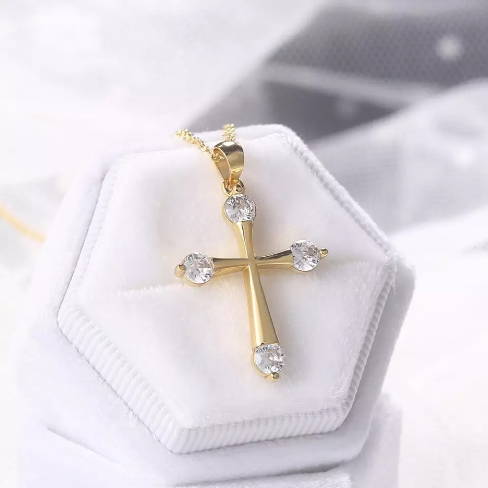 Gold Plated Double Fair Goth Pendants Necklace - Picture 2 of 8